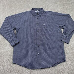 Ariat Pro Series Shirt Mens Large Blue Cotton/Polyester Blend L/S Button Down